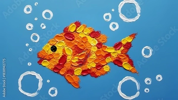 Obraz Adorable Tissue Paper Goldfish | Bubble Bubble Fish Craft for Preschool