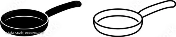 Obraz Icon design showing two frying pans in different styles with simple outlines and no colors