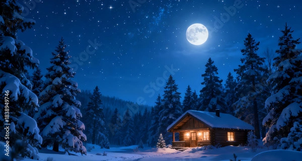 Obraz winter landscape with house