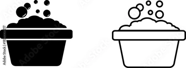 Obraz Icon showing a container with bubbles representing cleaning or washing tasks during any time of the day