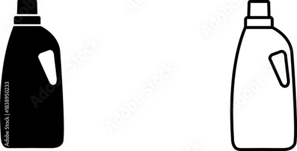 Obraz Two bottle icons designed for liquid detergent in black and white on a plain background