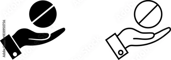 Obraz Hand holding a circular object with a split design representing a concept or service