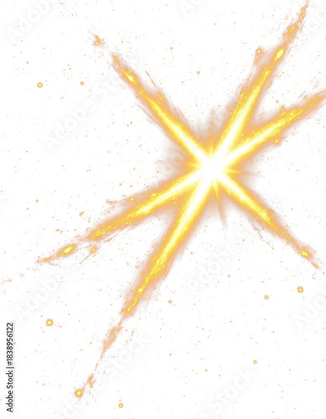 Fototapeta Radiant golden light rays with bokeh effect transparent PNG