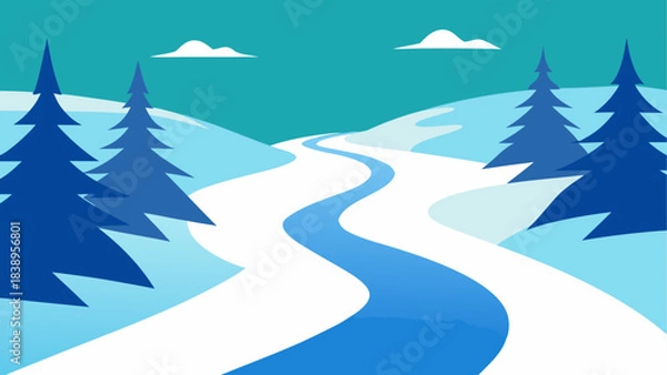 Obraz Winter landscape with trees and a river