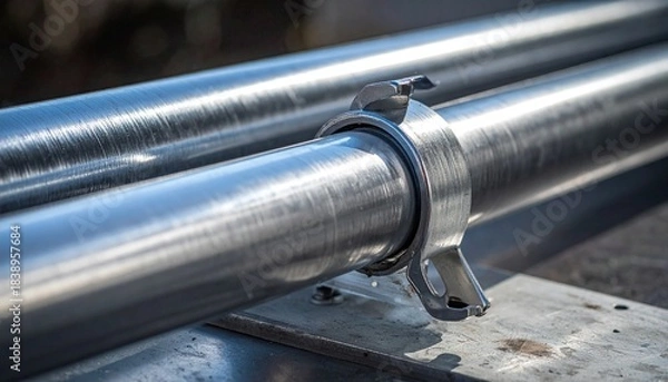 Fototapeta “Metal water faucet with T-handle valve on pipe against light gray background”