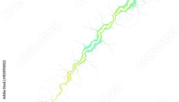 Fototapeta Bright lightning bolt with thunder effect PNG dark background