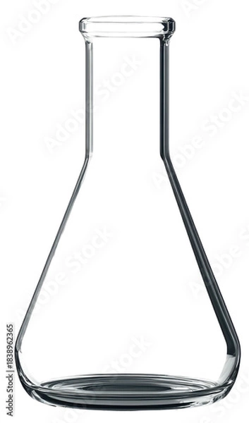 Fototapeta clear glass erlenmeyer flask isolated on transparent background