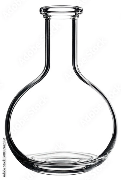 Fototapeta clear glass erlenmeyer flask isolated on transparent background