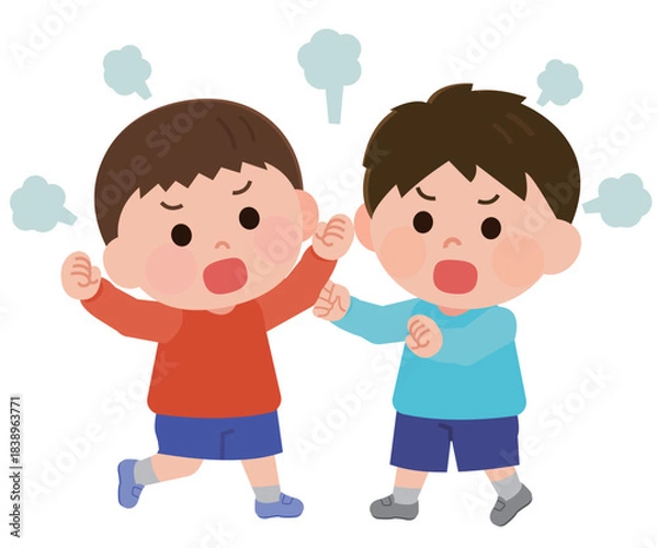 Obraz ケンカをする男の子たち　イラスト