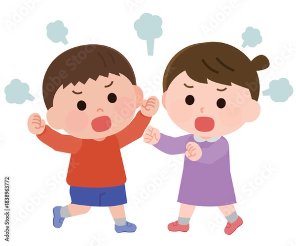 Obraz ケンカをする男の子と女の子　イラスト