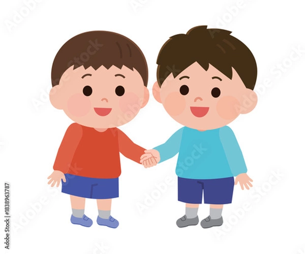 Obraz 仲良しの男の子たち　イラスト