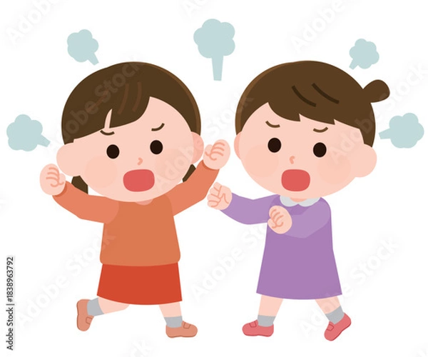 Obraz ケンカをする女の子たち　イラスト