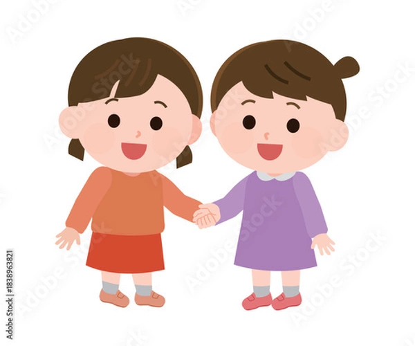 Obraz 仲良しの女の子たち　イラスト
