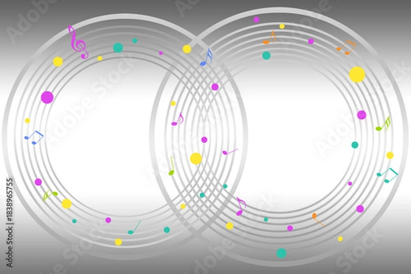 Obraz 音符と音楽、音のイメージの背景イラスト