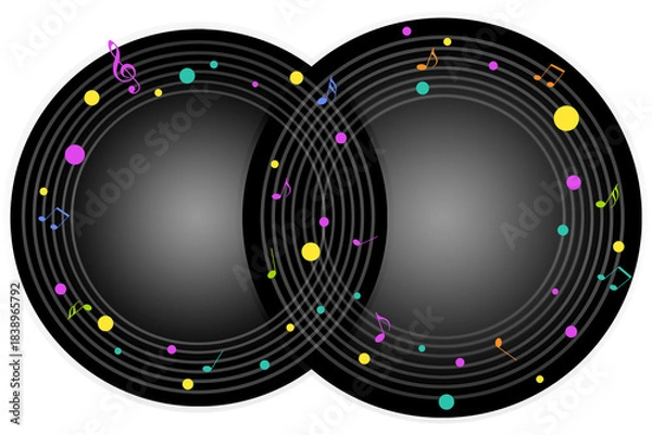 Obraz 音符と音楽、音のイメージの背景イラスト