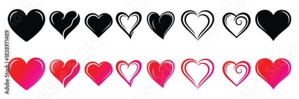 Fototapeta Heart Shape Icon Digital Design for Apps Games UI and UX Elements Romantic Love Symbol Decorative Graphic for Web and Mobile Platforms Modern Minimal Creative Flat and Stylish Heart Illustration