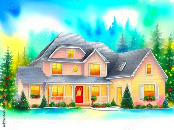 Obraz winter landscape with houses