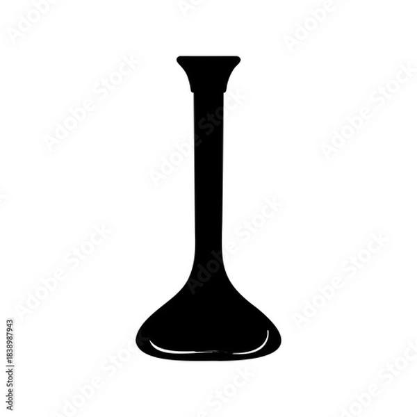 Fototapeta Silhouette of Erlenmeyer flask with long neck and bulbous body design