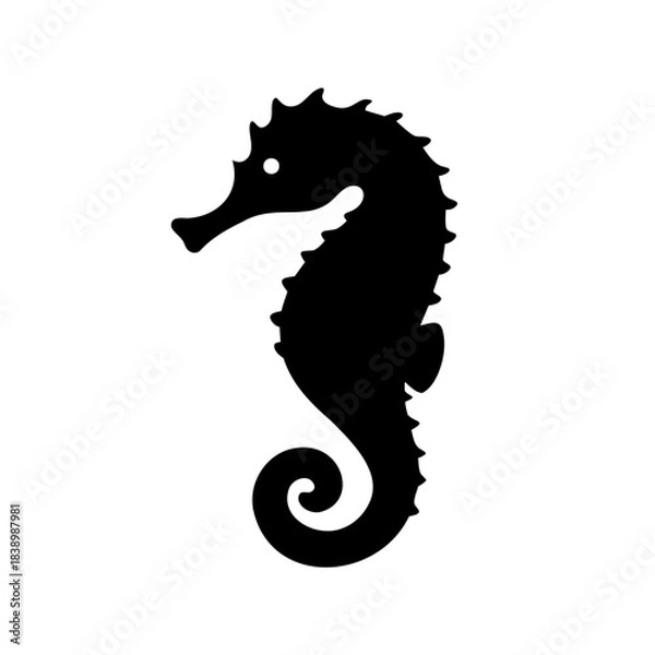 Fototapeta Silhouette of a Seahorse with Intricate Details Against a Plain Background
