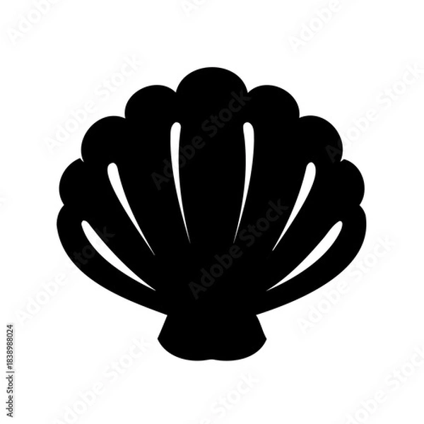 Fototapeta Elegant minimalist silhouette of a scallop shell, perfect for coastal design