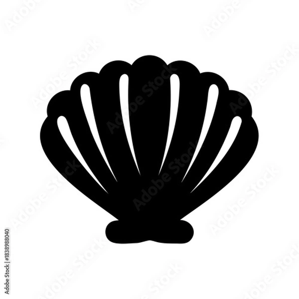 Fototapeta Detailed black and white vector image of a stylized scallop shell