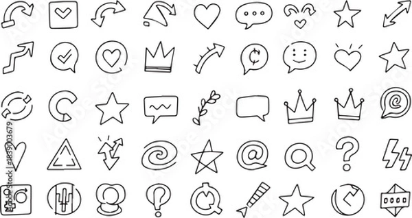 Fototapeta Collection of Hand Drawn Icons and Symbols for Design Projects.
