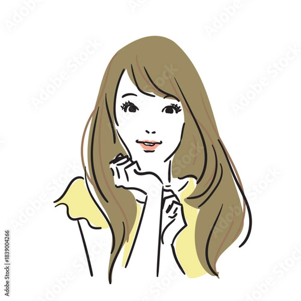 Obraz ロングヘアの可愛い女性上半身