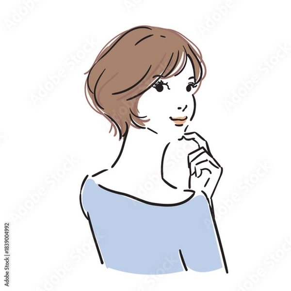 Obraz ショートヘアの可愛い女性上半身