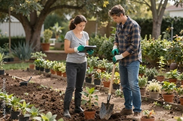 Obraz couple picking flowers