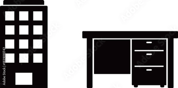 Obraz ビル　オフィスデスク　アイコン