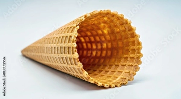 Fototapeta Crispy Empty Waffle Ice Cream Cone Close-Up and Texture