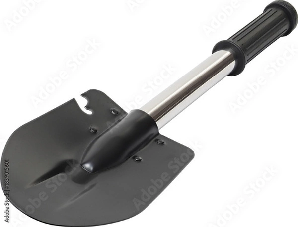 Obraz Small black entrenching tool isolated on white background