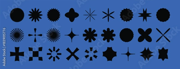 Obraz Abstract Brutalist Geometry Shapes Vector Collection on Blue Background for Modern Design
