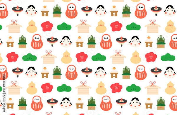 Obraz お正月・年賀状に使える縁起の良い背景素材　　