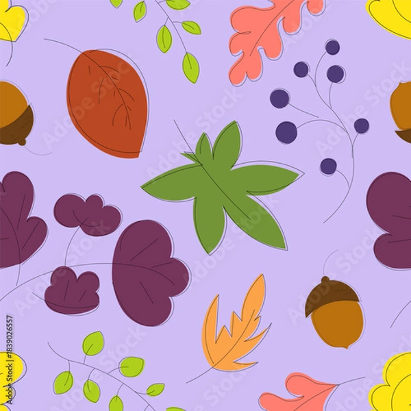 Fototapeta Vector seamless pattern with autumn leaves