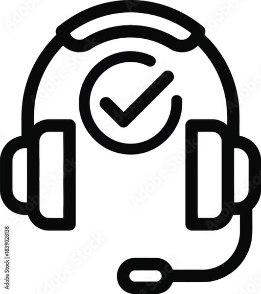 Fototapeta Customer Support Headset Checkmark Icon