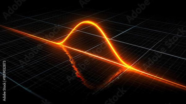 Fototapeta Vibrant wave pattern flowing through a digital landscape at dusk