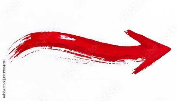 Obraz Hand Drawn Red Arrow on White Background