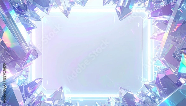 Obraz 淡いブルーホワイトの結晶フレーム