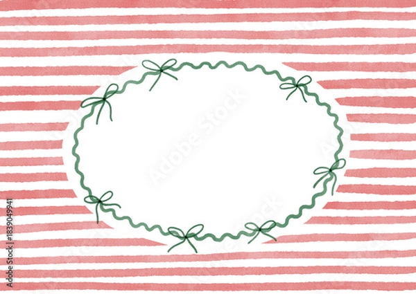 Fototapeta Oval frame on a striped pattern background