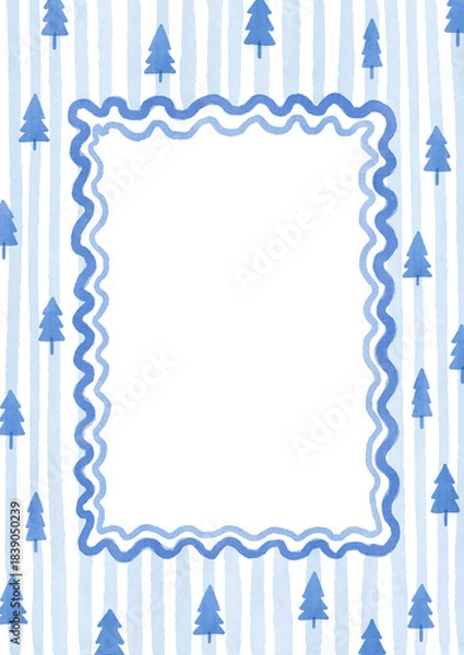Fototapeta Wave shape rectangle frame on a striped pattern background