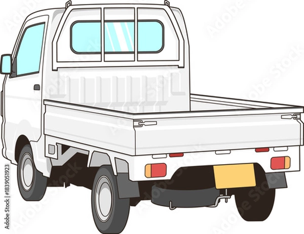 Obraz 白い軽トラックのベクター素材イラスト