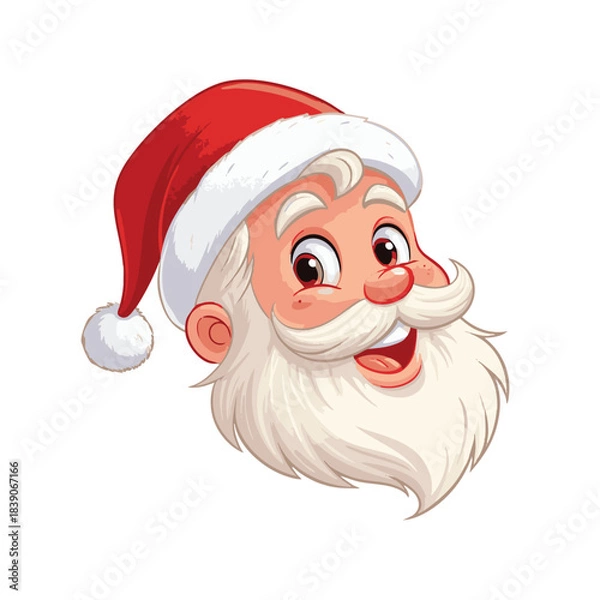 Fototapeta Image of a smiling Santa Claus head wearing a red Christmas hat