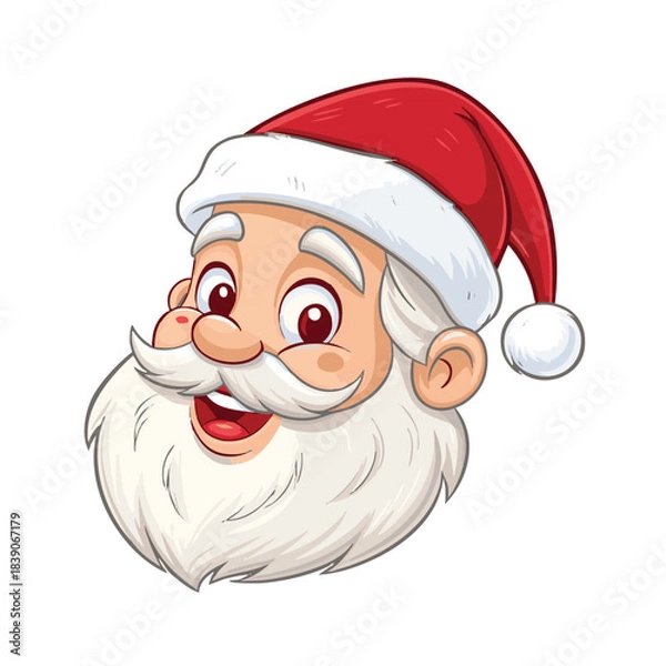 Fototapeta Image of a smiling Santa Claus head wearing a red Christmas hat