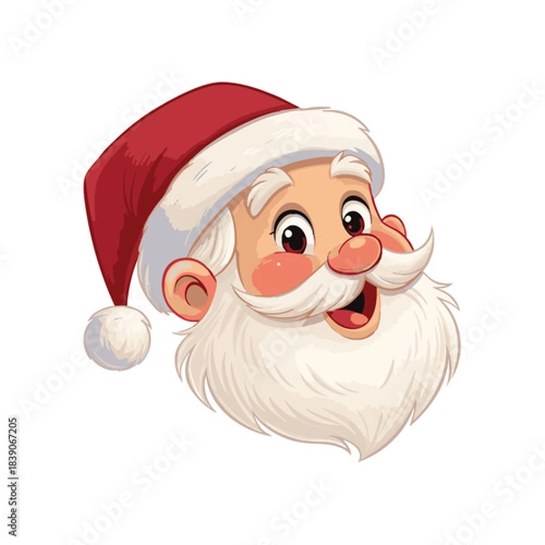 Fototapeta Image of a smiling Santa Claus head wearing a red Christmas hat