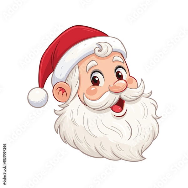 Fototapeta Image of a smiling Santa Claus head wearing a red Christmas hat