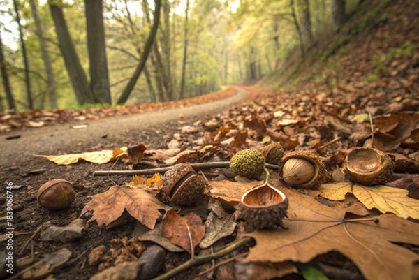 Obraz Broken pods on forest floor