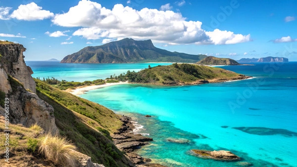 Obraz Turquoise waters by rugged cliffs
