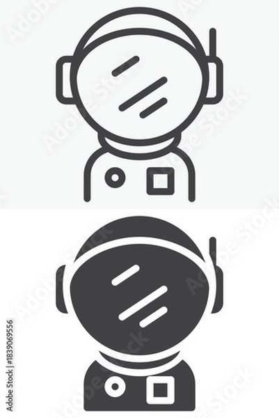 Fototapeta Astronaut helmet line and solid different style vector icon set