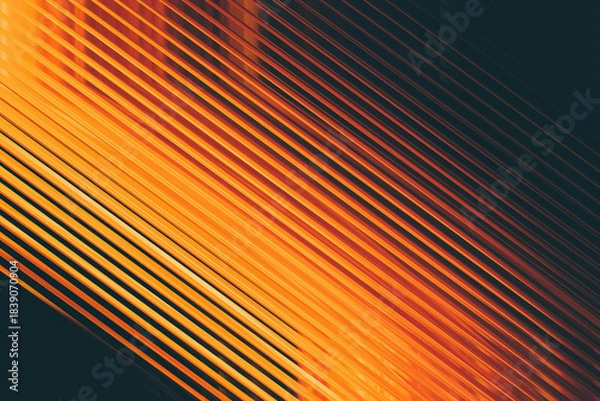 Fototapeta Diagonal abstract pattern of orange lines against a dark gradient background, high detail macro shot.